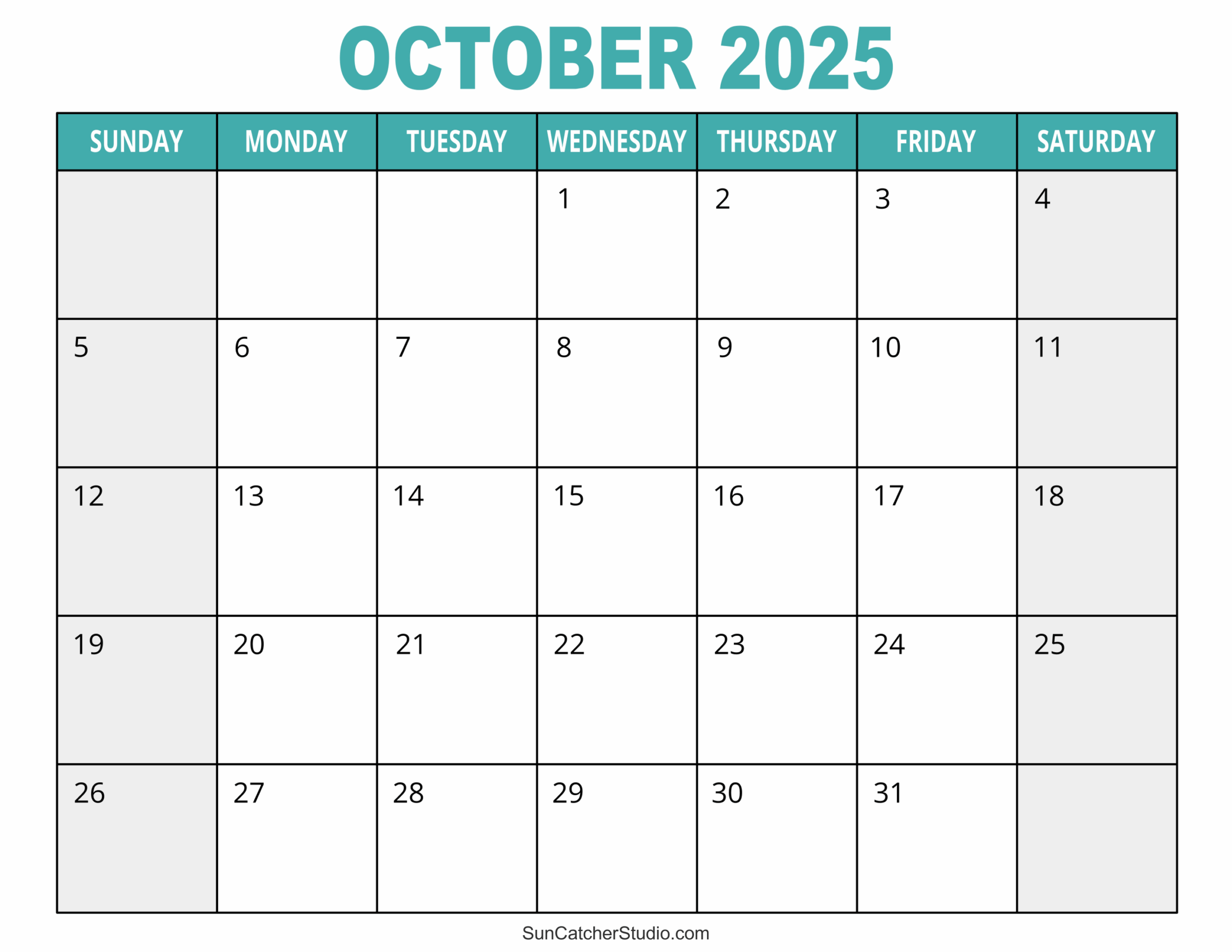 October 2025 Calendar Printabulls