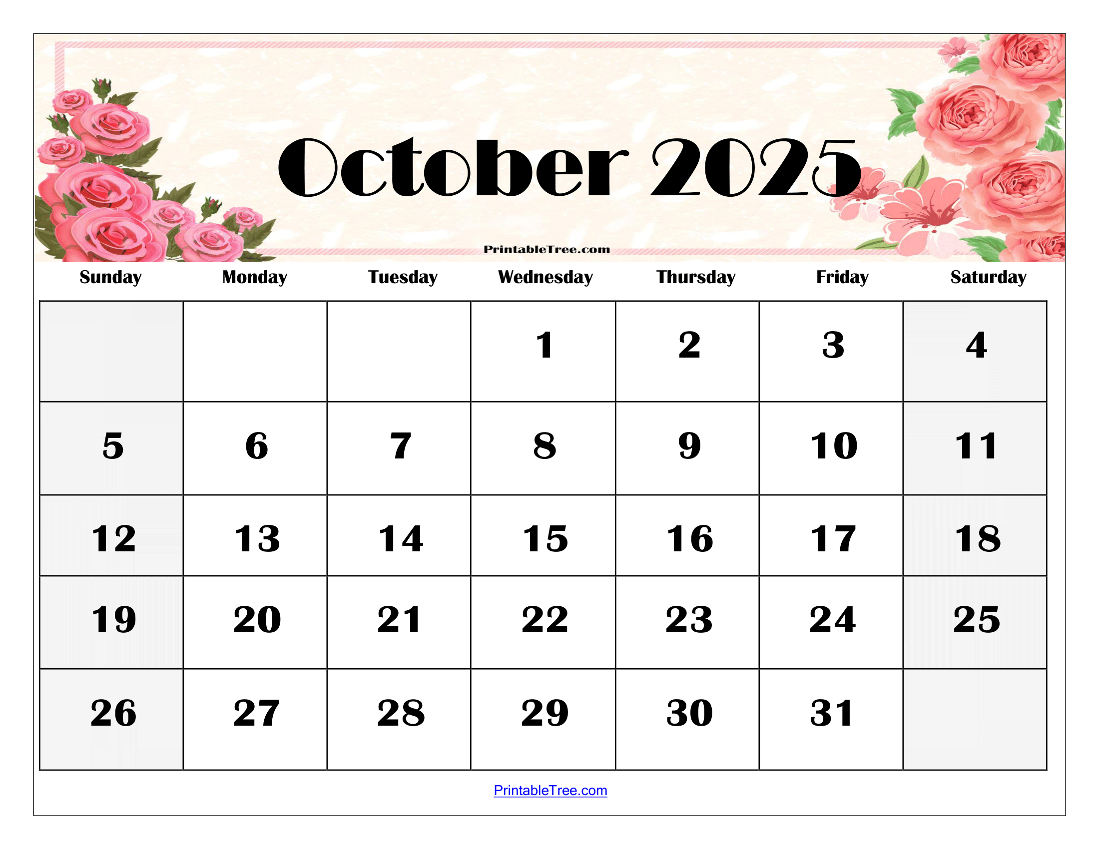 Calendar Oct 2025