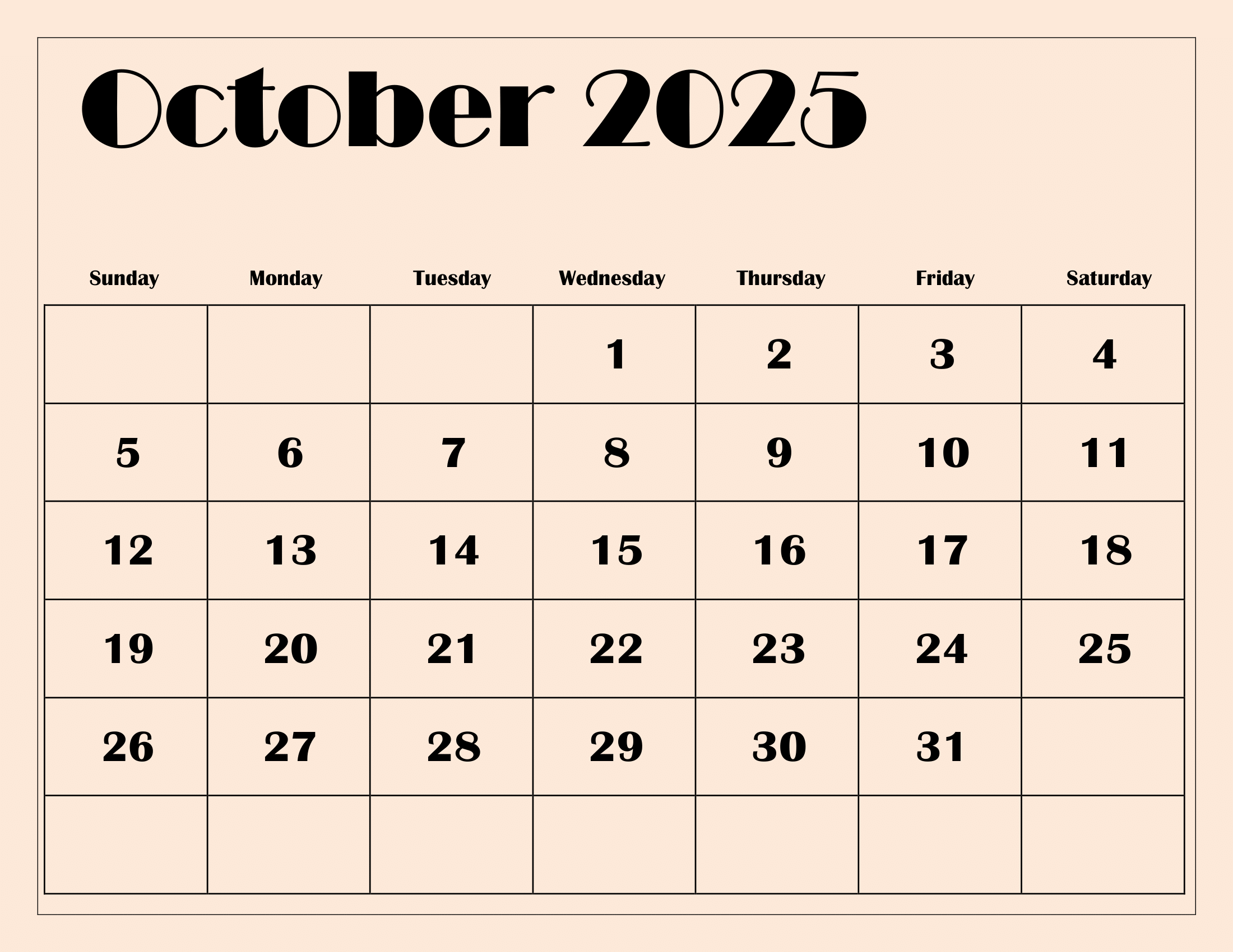 Show Me October 2025 Calendar
