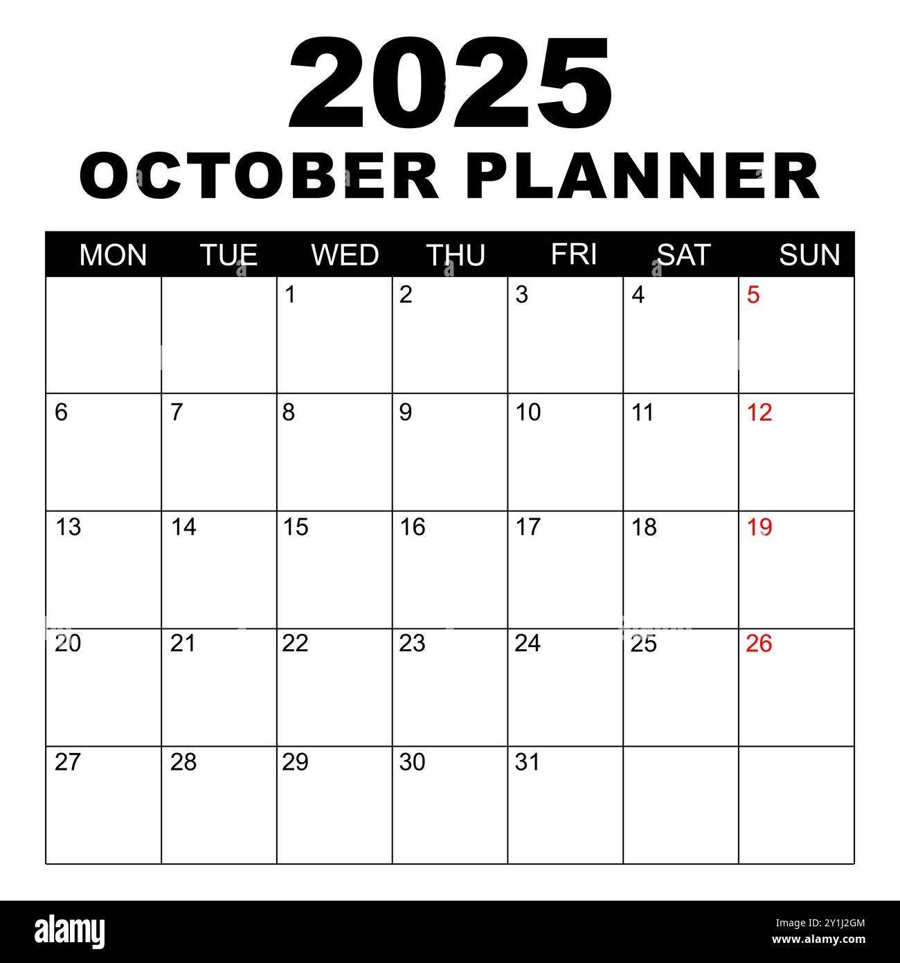 October 2025 Calendar Week Starts On Monday Blank Calendar 