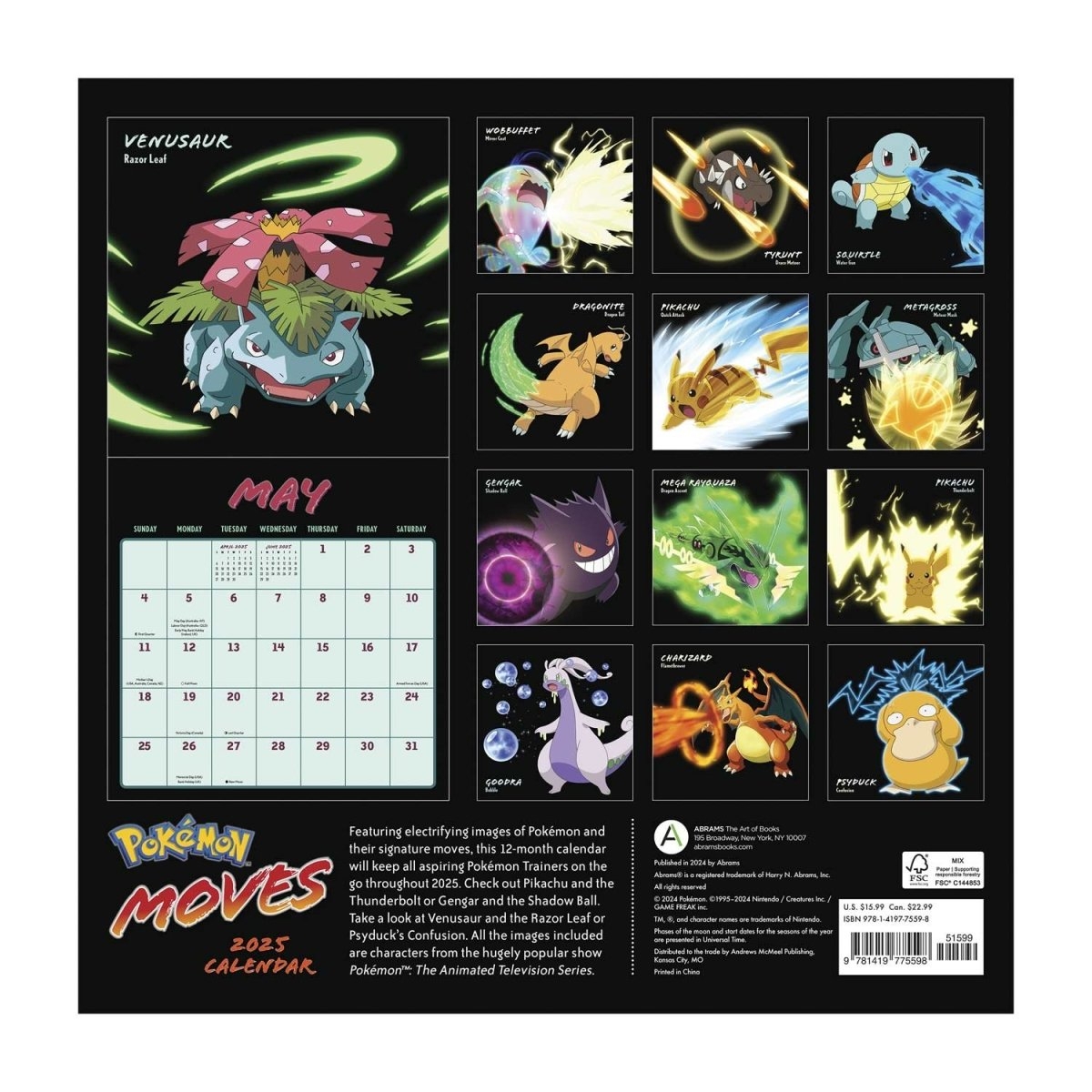 Pok mon Moves 2025 Wall Calendar Pok mon Center Official Site