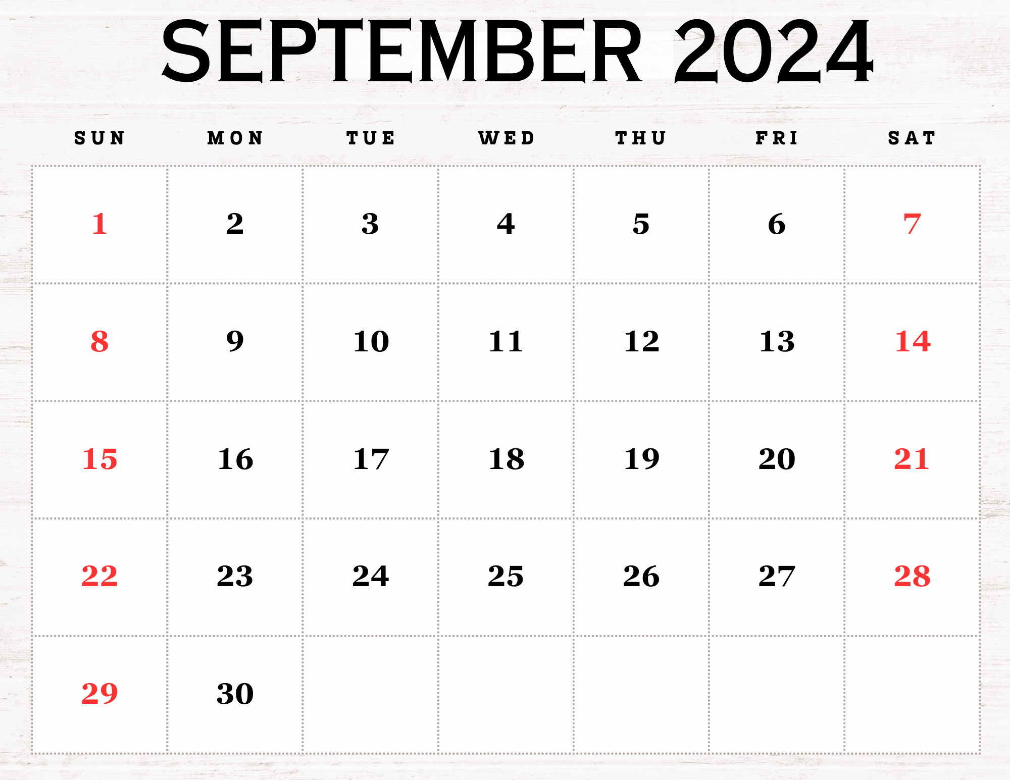 September 2024 Calendar Printable PDF With Holidays