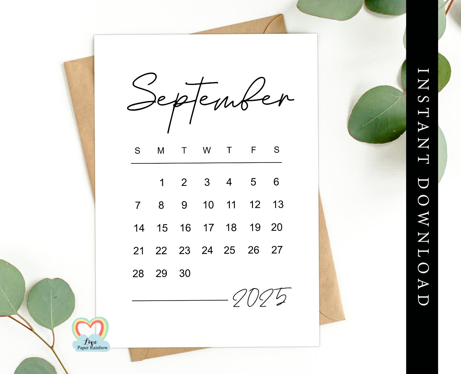 September 2025 Calendar Printable Baby Due Date September 2025 Pregnancy Announcement September 2025 Instant Download Save The Date