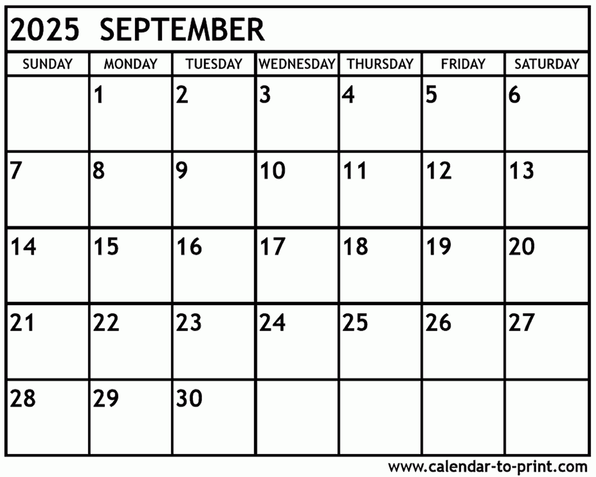 September To October 2025 Calendar