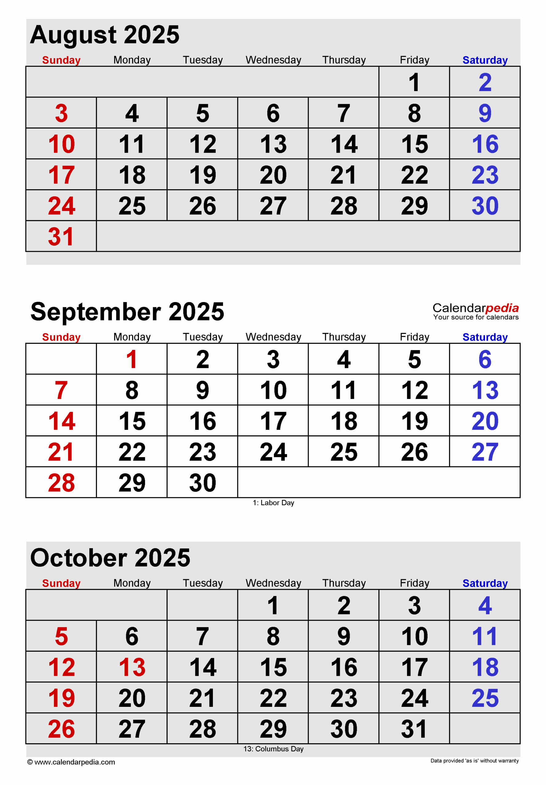 Calendar August September 2025