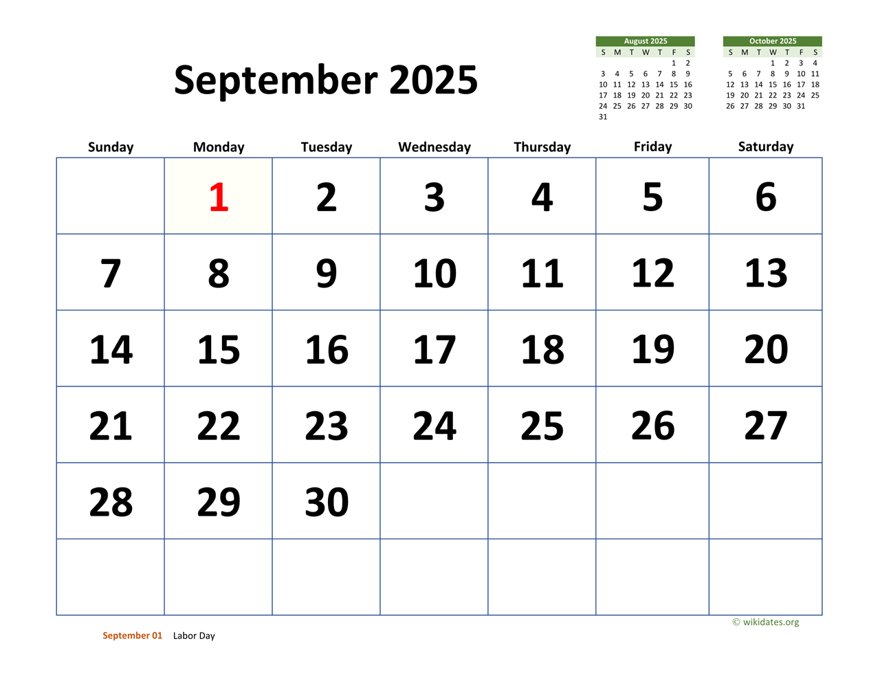 Calendar For September Of 2025