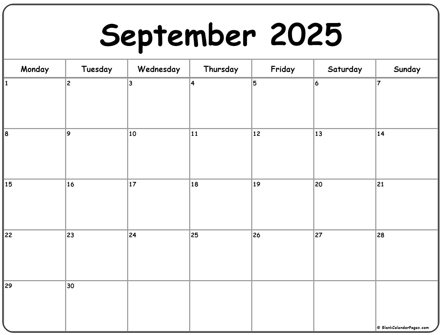 Calendar 2025 Sep