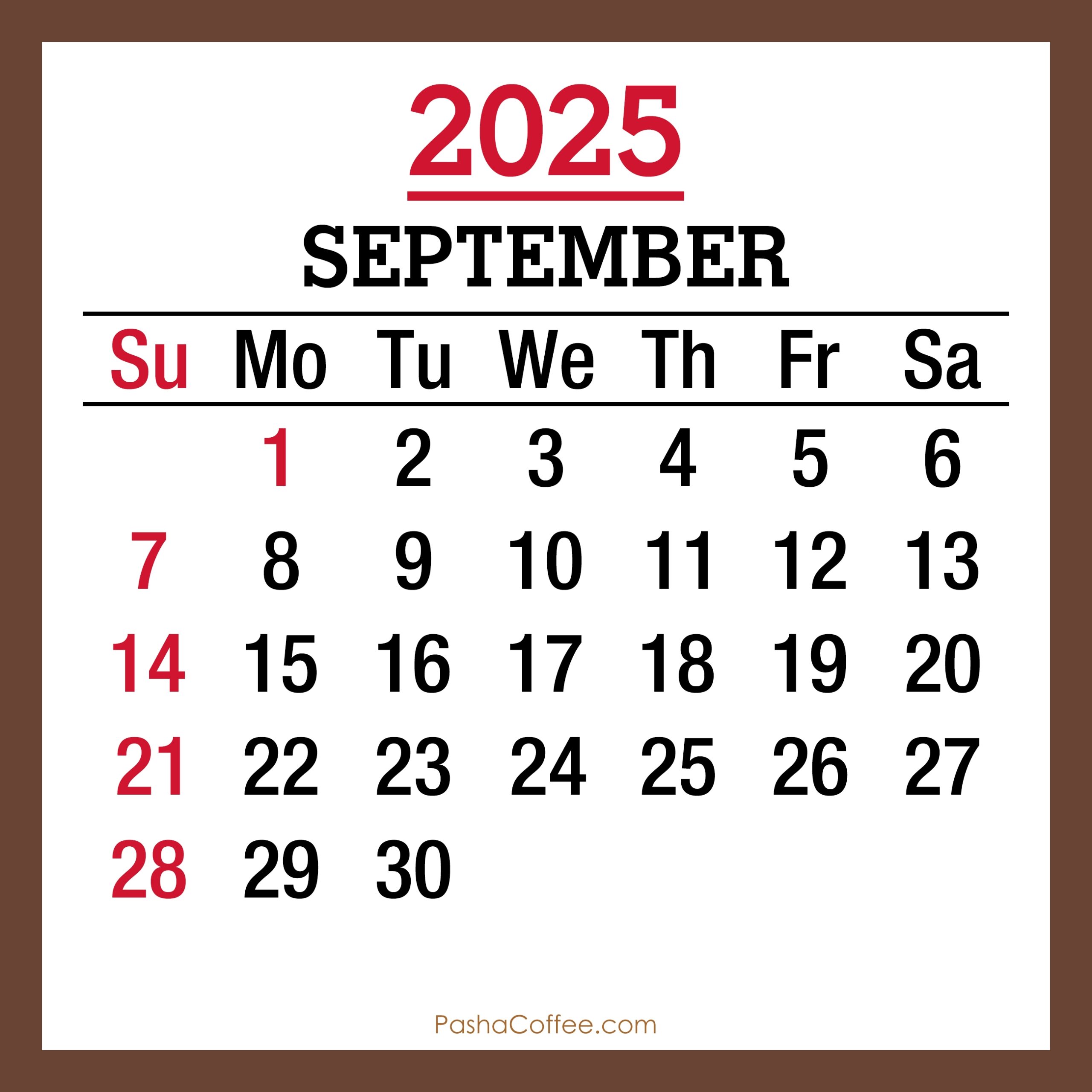Show September Calendar 2025