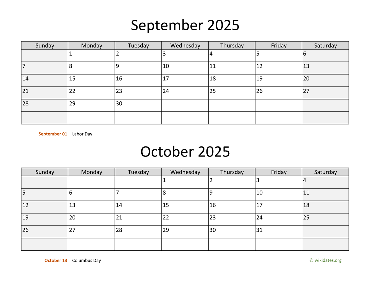 October December Calendar 2025