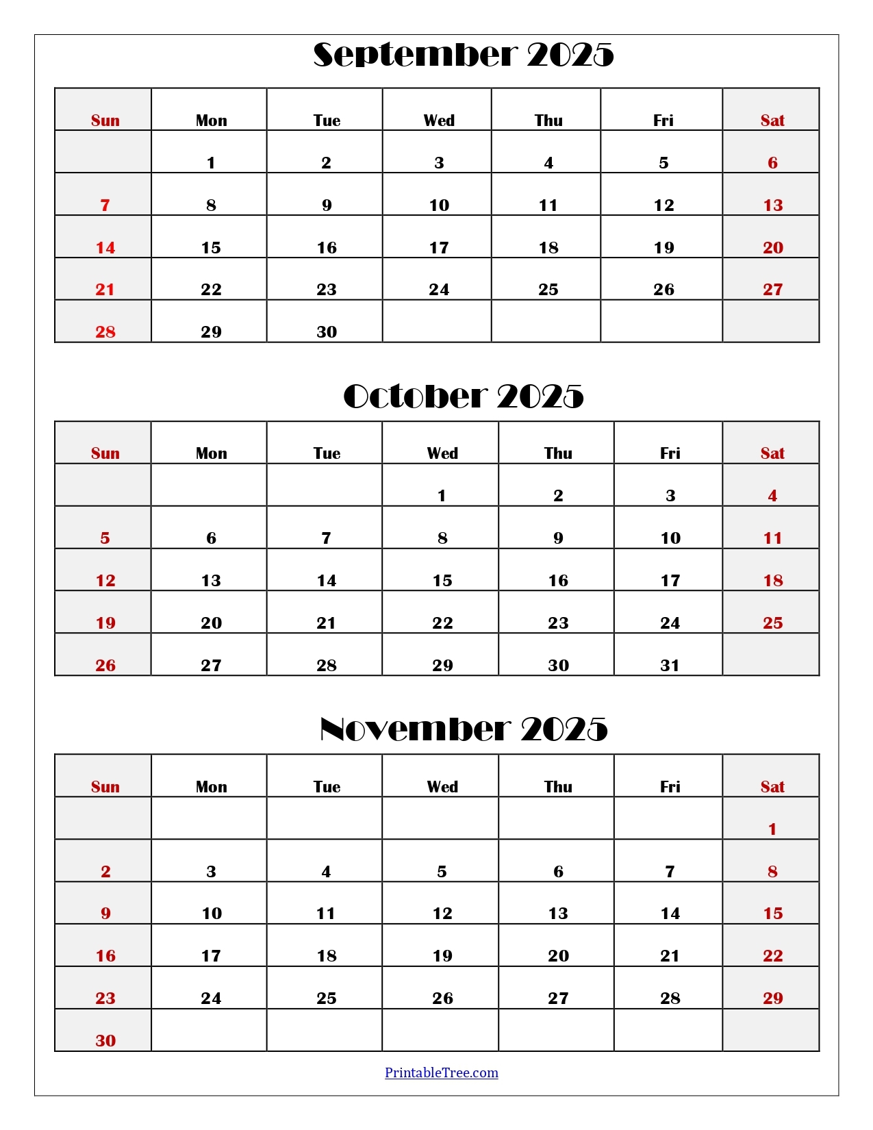 September To December 2025 Calendar