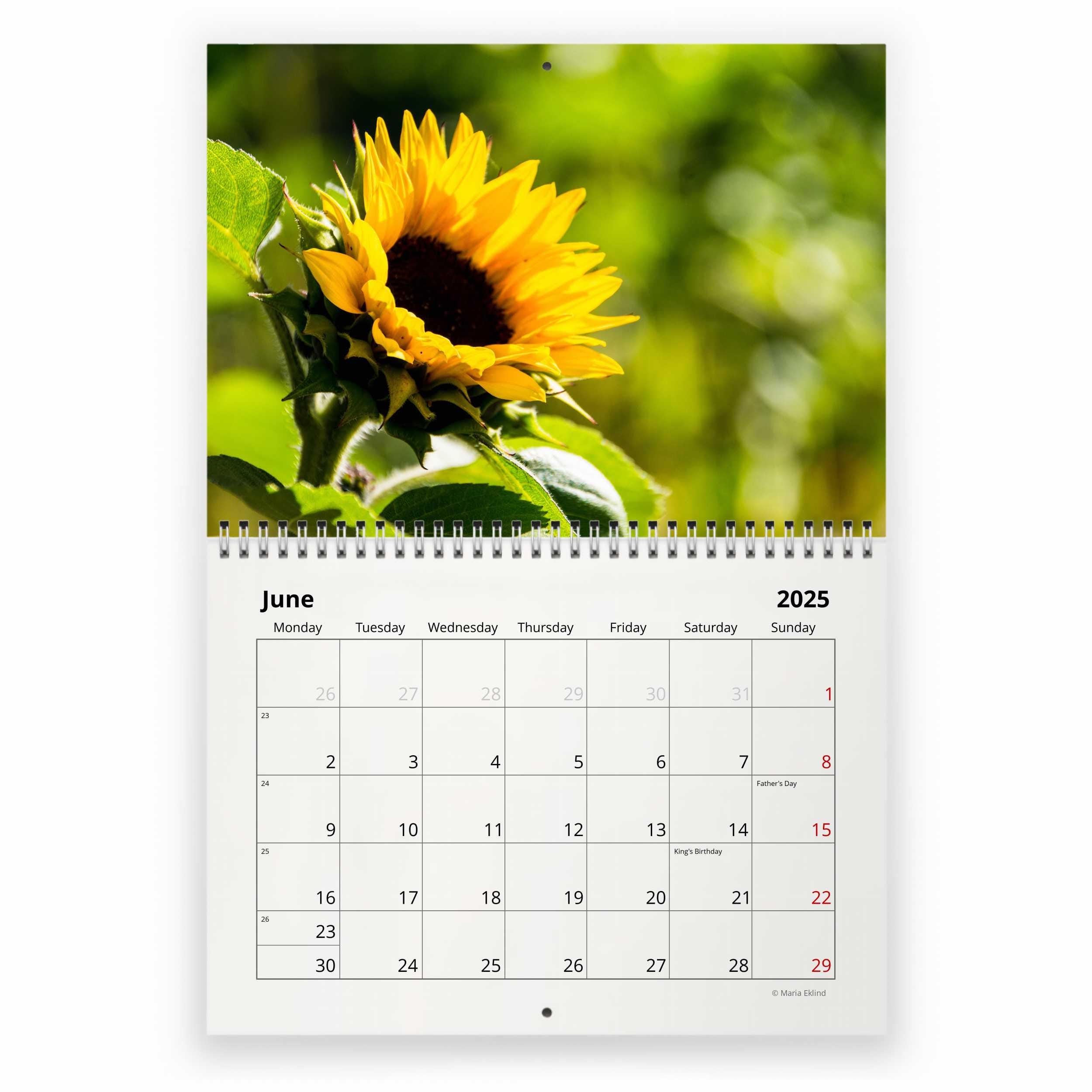 Sunflower 2025 Wall Calendar ID W25053 Etsy