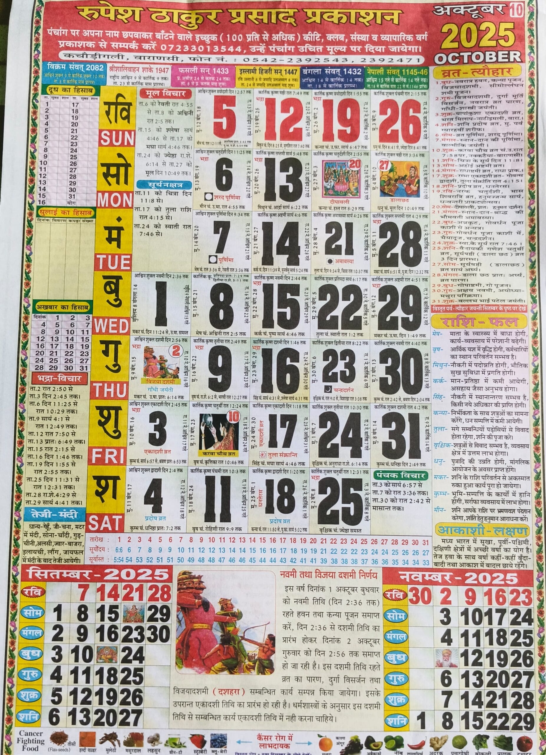 Thakur Prasad Calendar 2025 September 2025 