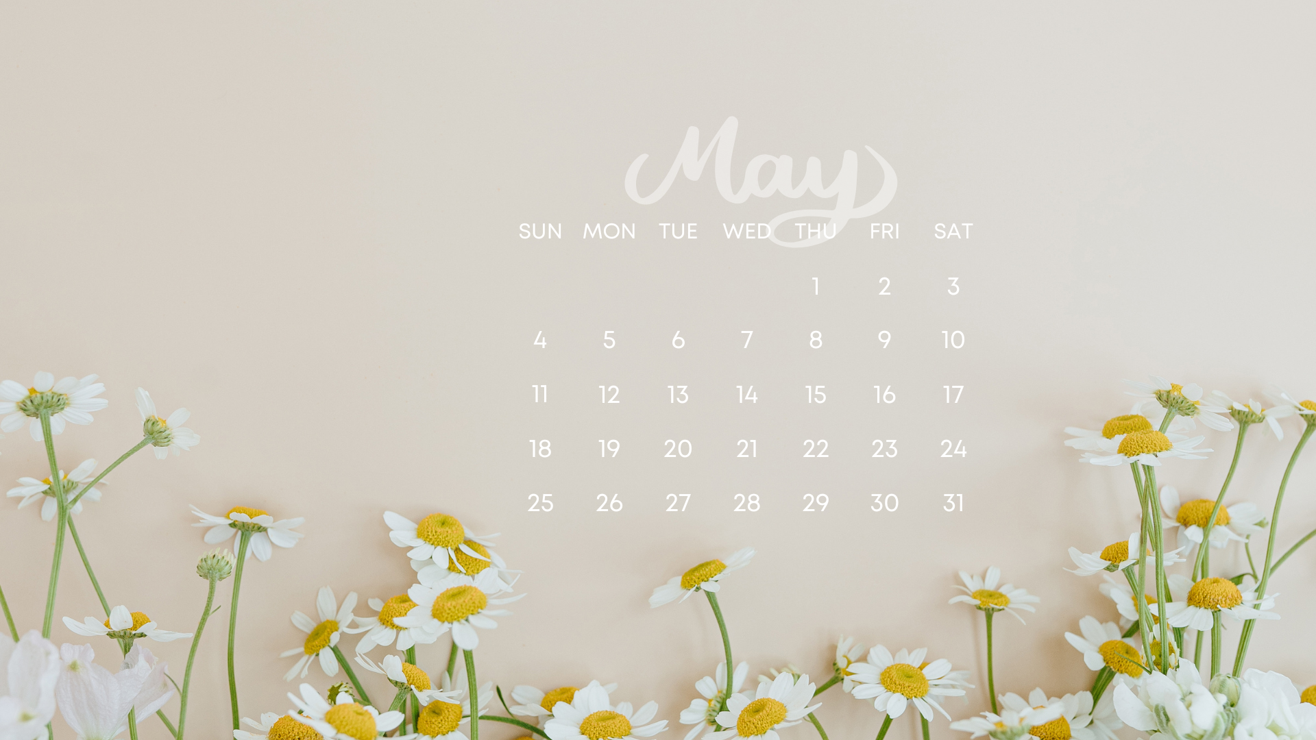 May Calendar 2025 Desktop Wallpaper