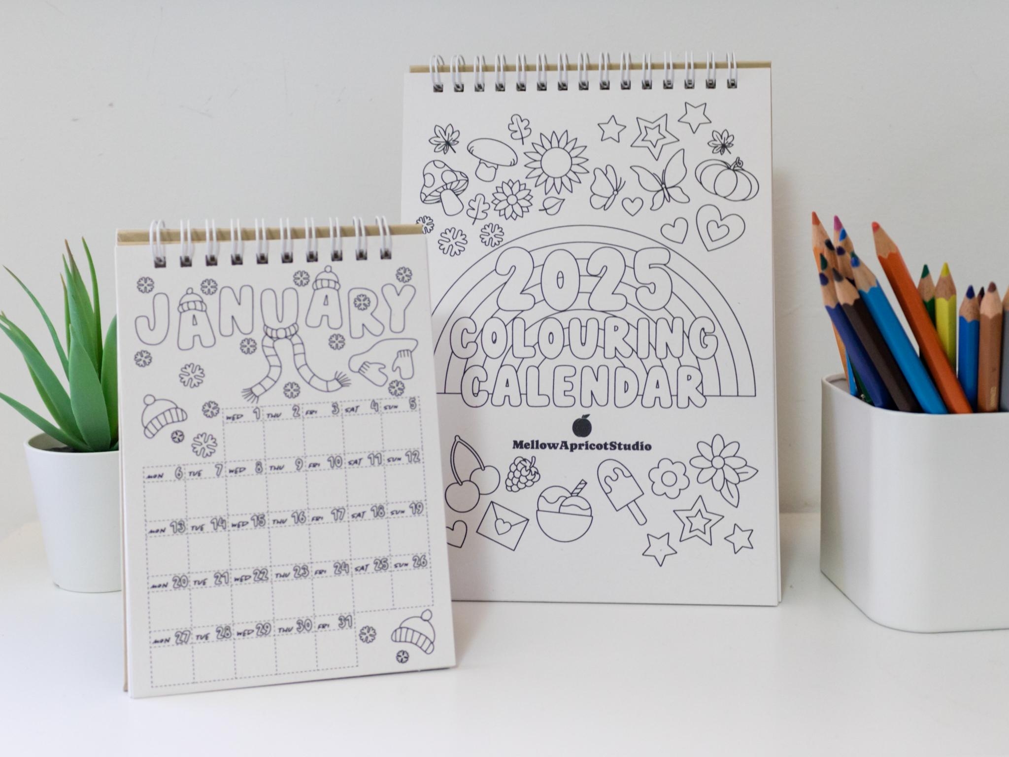 2025 Colouring Desk Calendar With Journal Prompts Free standing A5 A6 Etsy