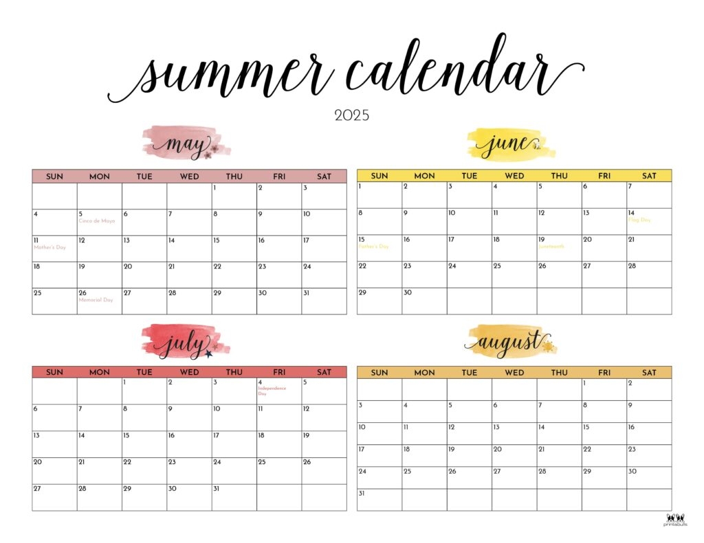 May June July Calendar 2025