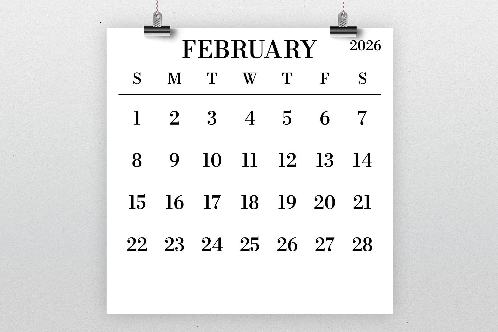 February 25 2026 Calendar
