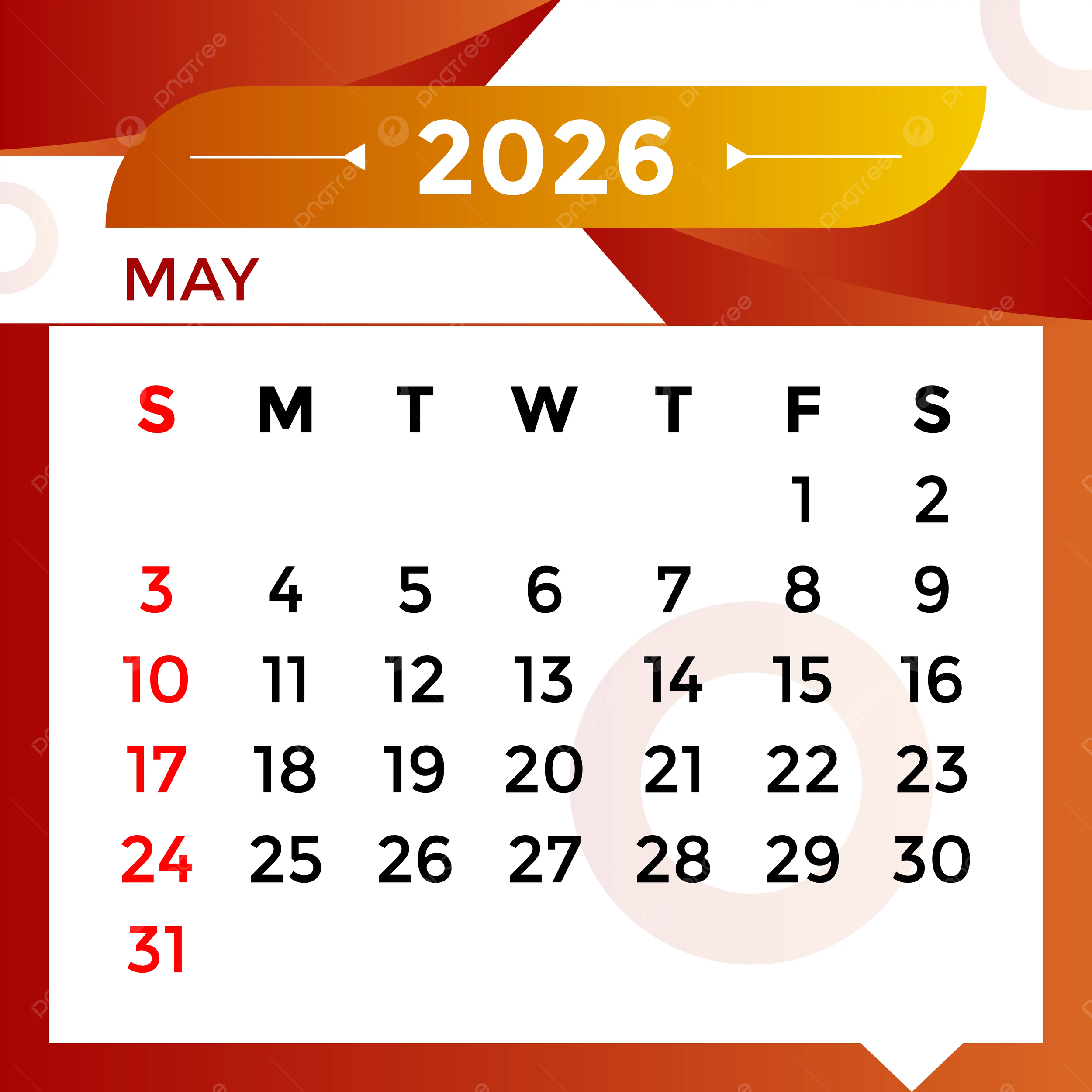 Calendar For The Month Of May 2026