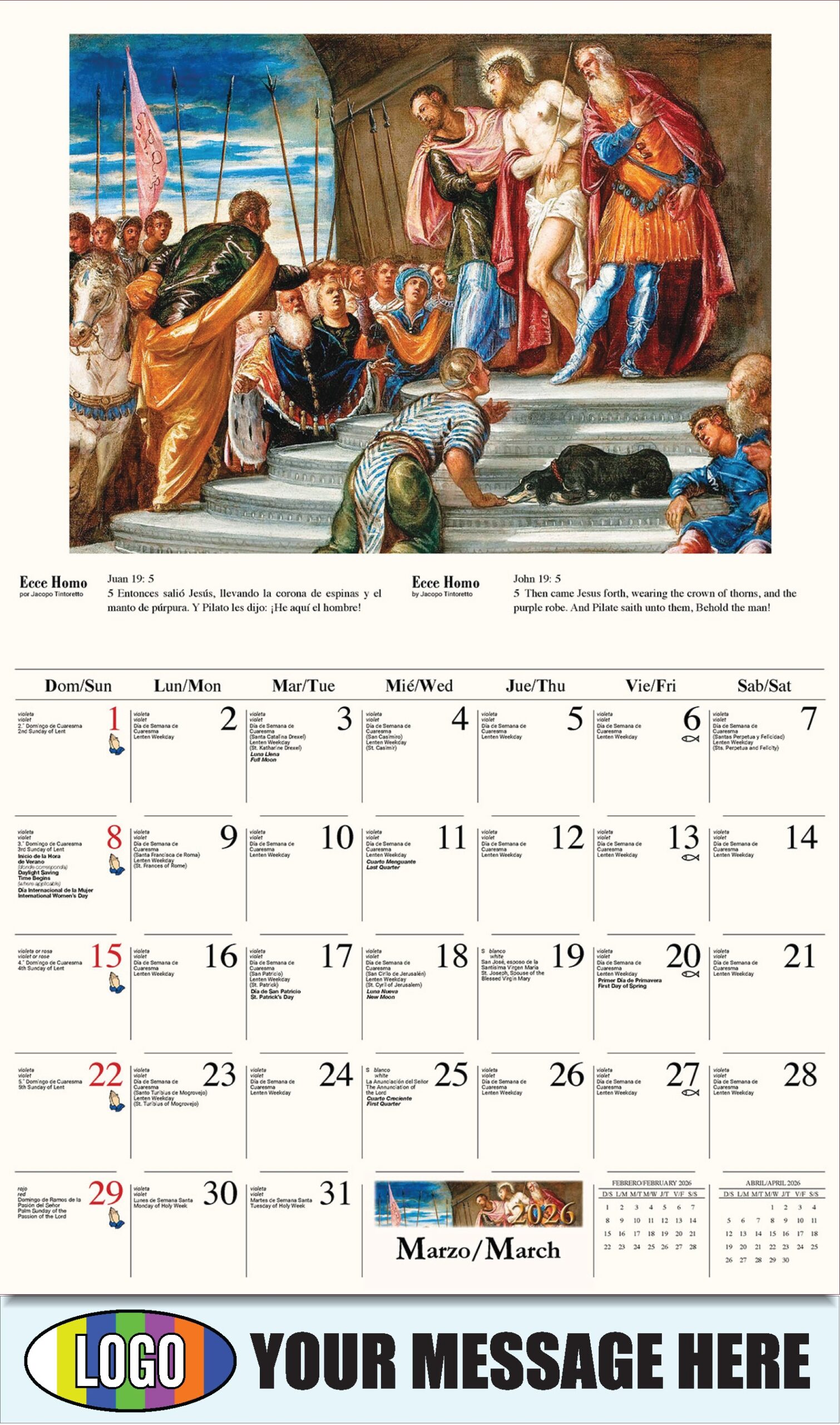 April Catholic Calendar 2026