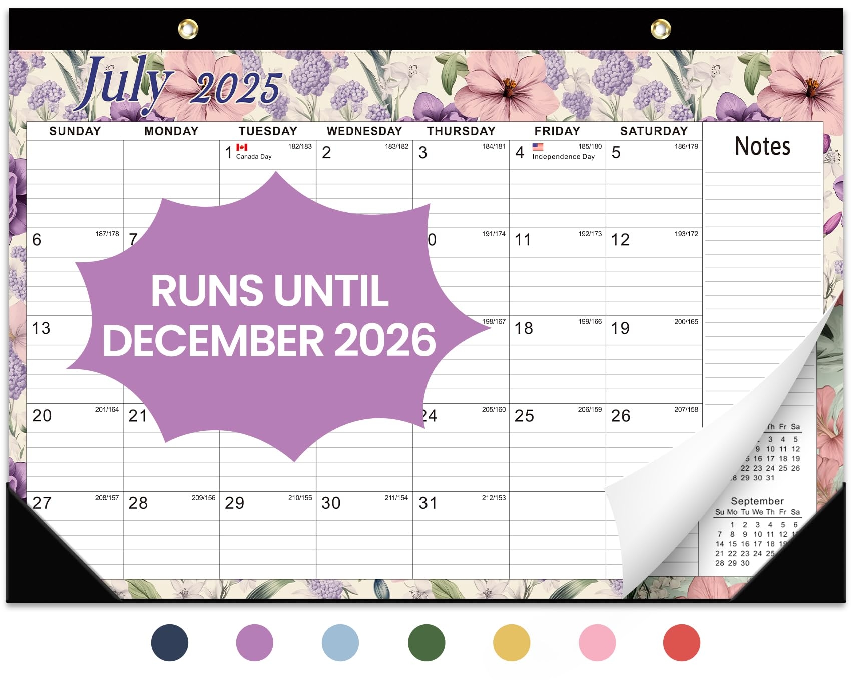 Amazon Desk Calendar 2025 2026 18 Months Calendar Runs Until Dec 2026 Large 17 X 12 Desktop Wall Monthly Calendar For Home School Or Office Vintage Floral Office Products