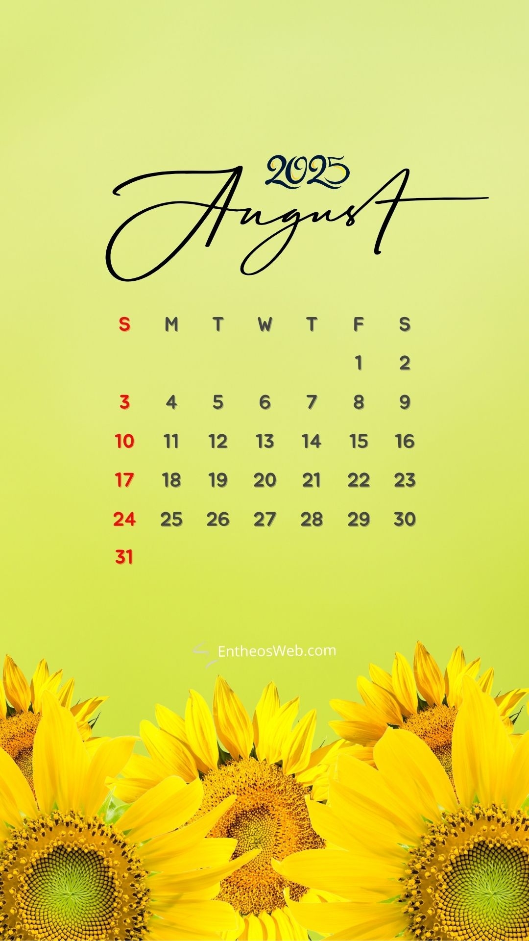 August 2025 Wallpaper Calendar