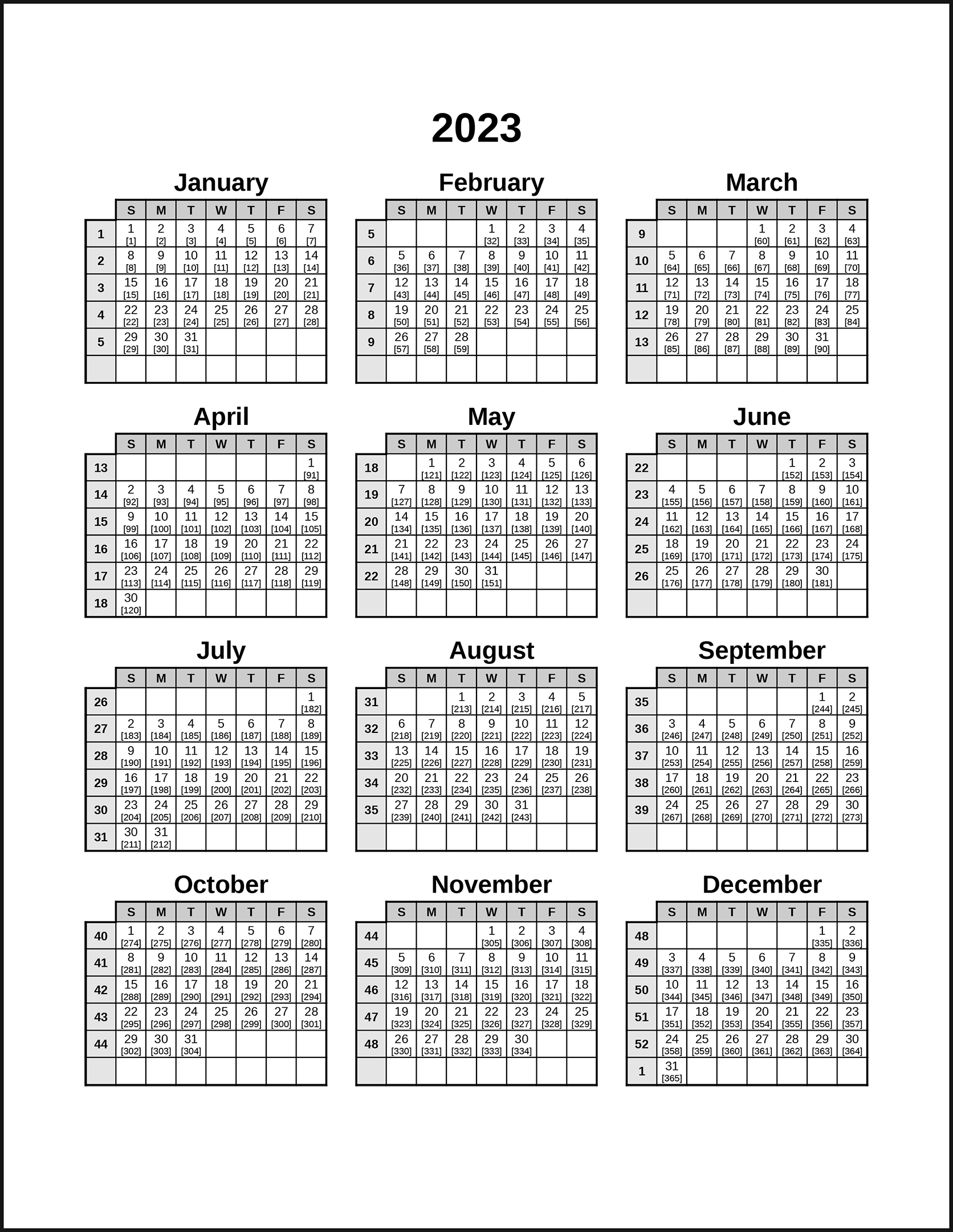 Printable Julian Calendar 2025