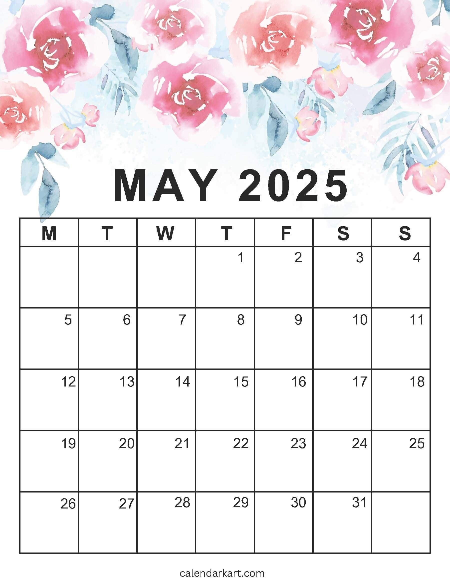 May 2025 Calendar Monday Start