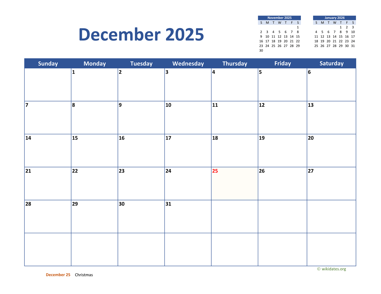 December 2025 Jan 2026 Calendar