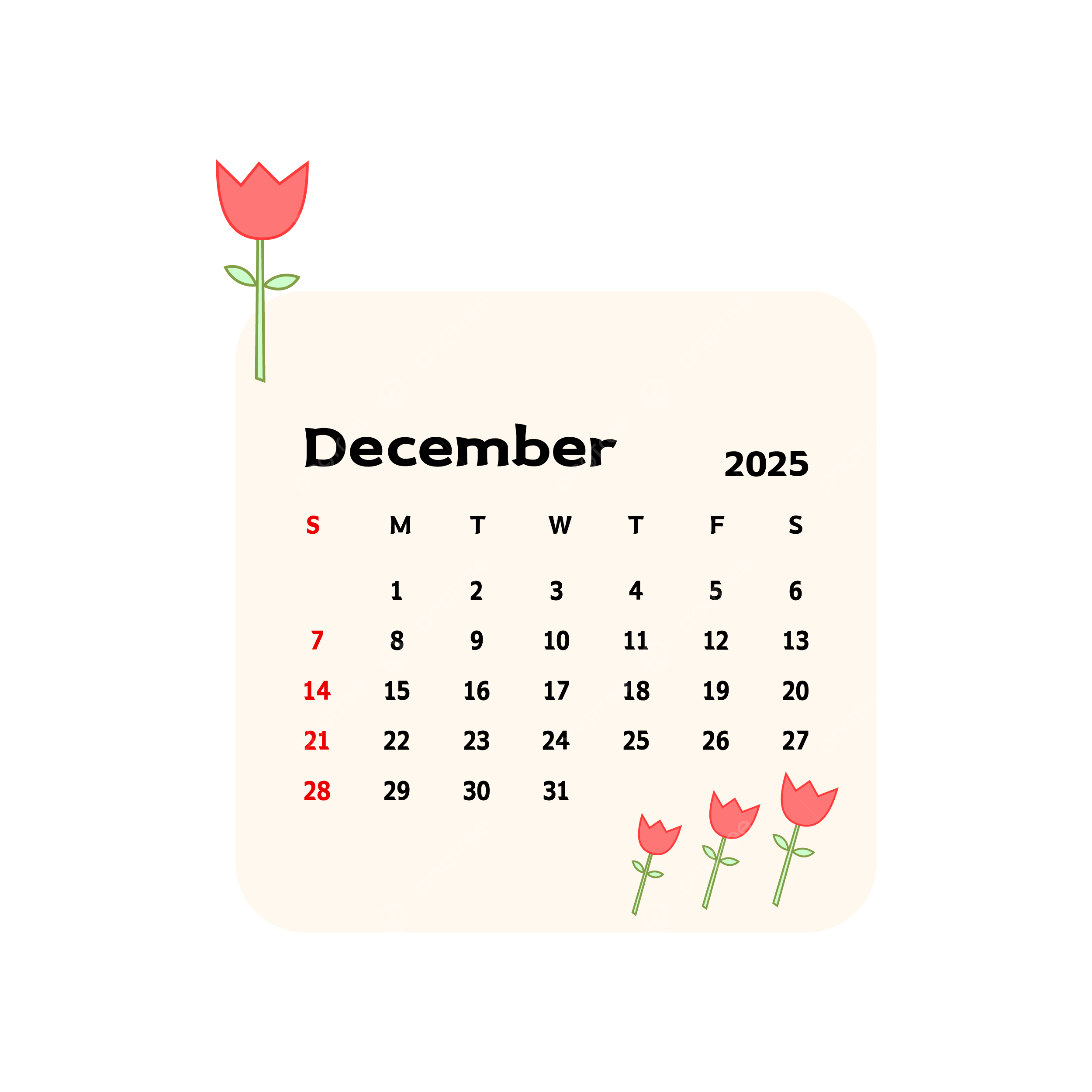 December 2025 Calendar Clipart