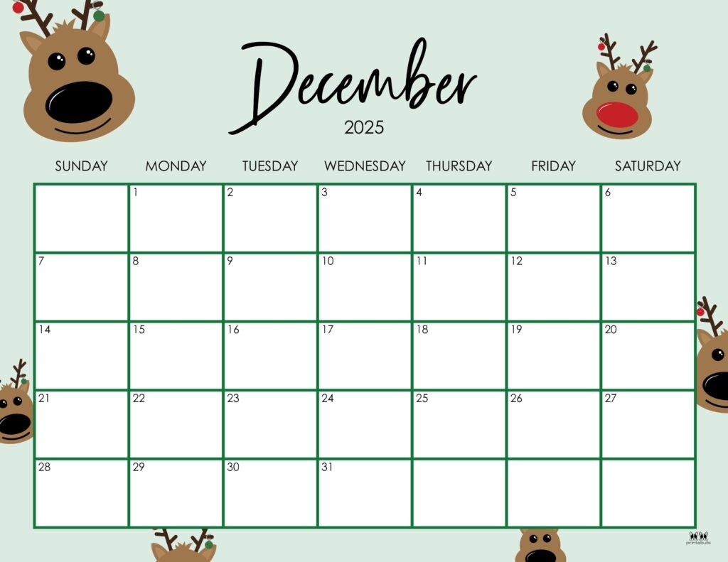 Calendar For The Month Of December 2025