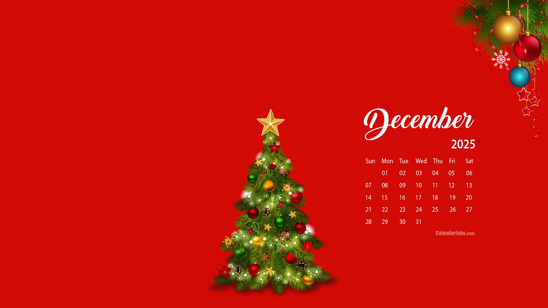 December Calendar 2025 Wallpaper