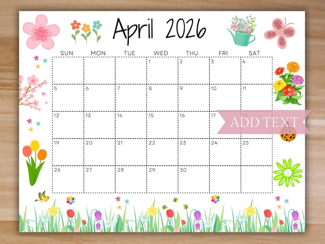 April 2026 Calendar Editable