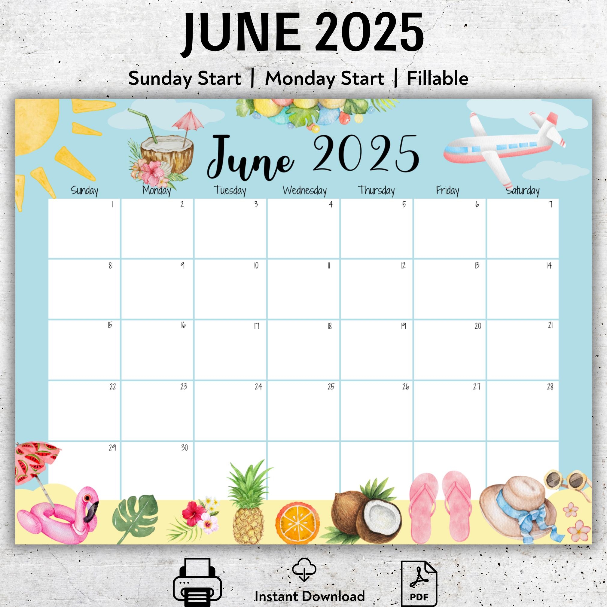 Fillable Calendar June 2025