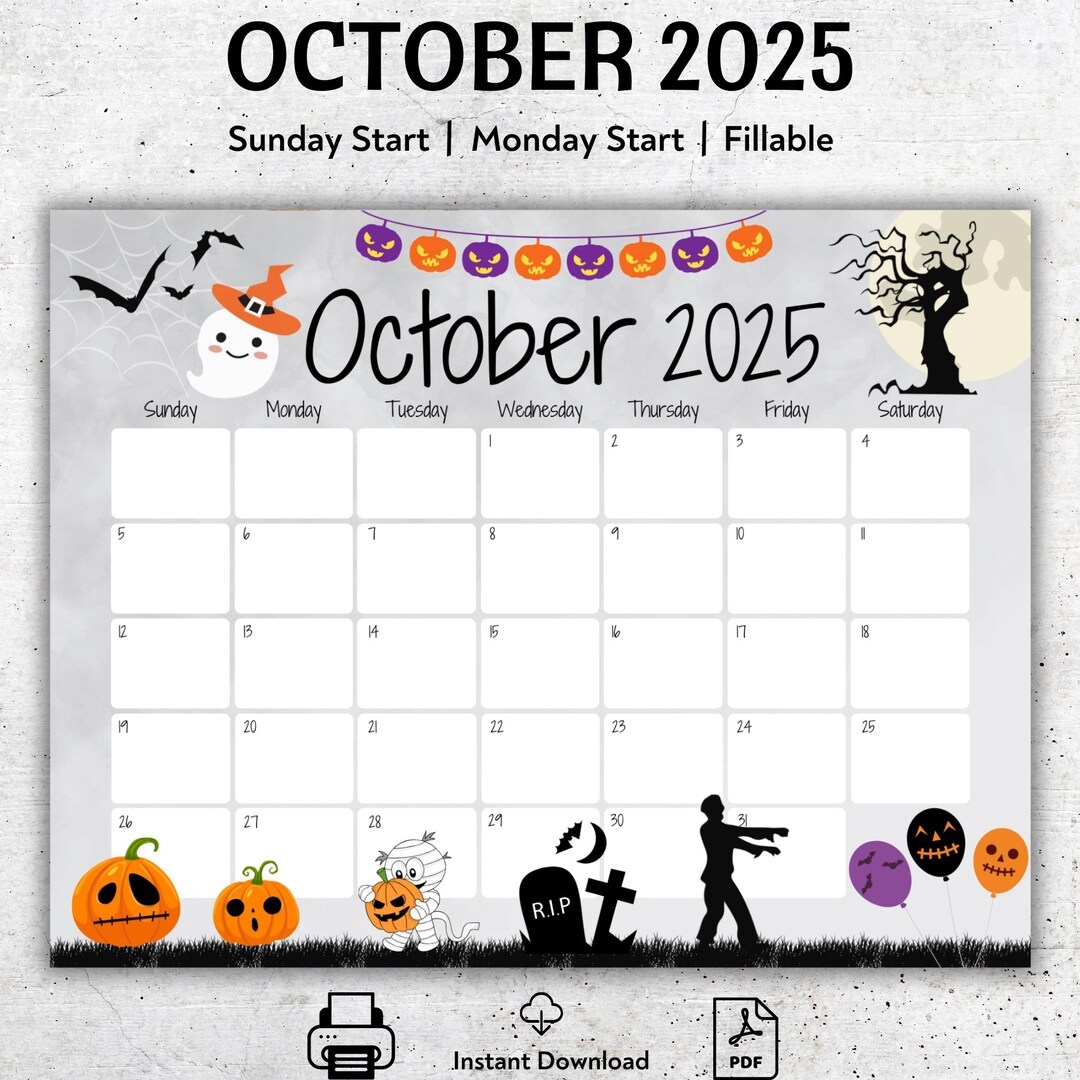 October 2025 Editable Calendar