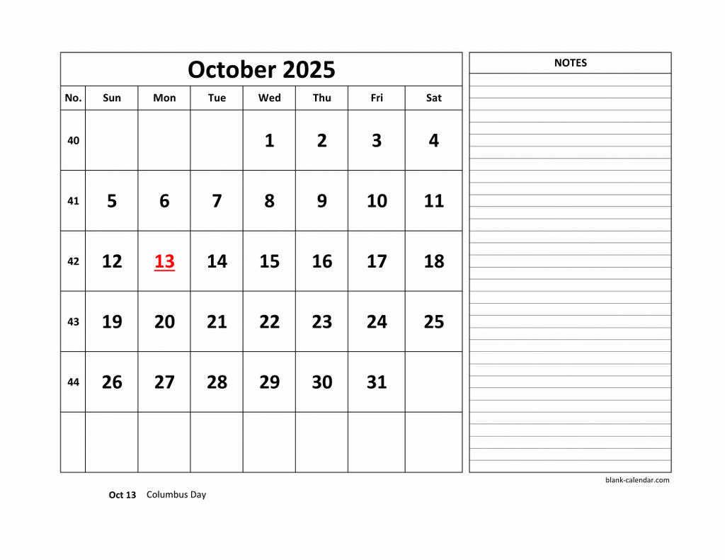October 9th 2025 Calendar