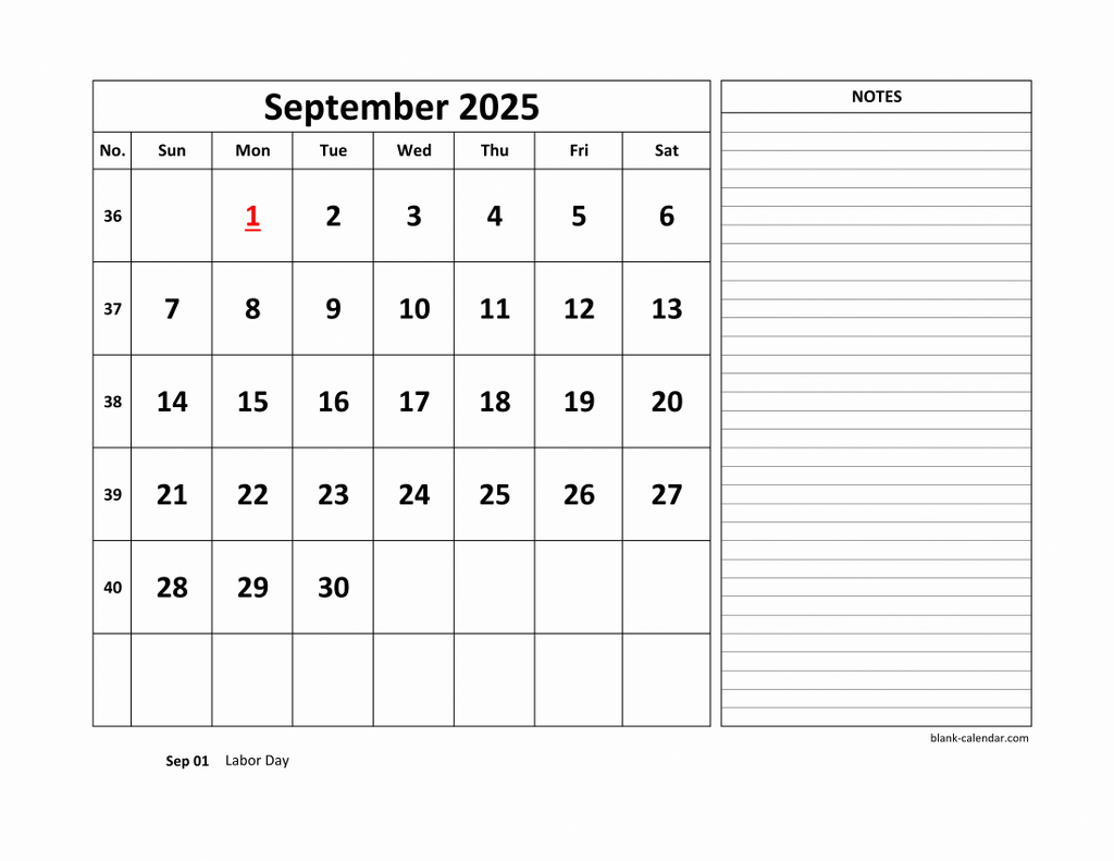 Free Download Printable September 2025 Calendar Large Space For Appointment And Notes