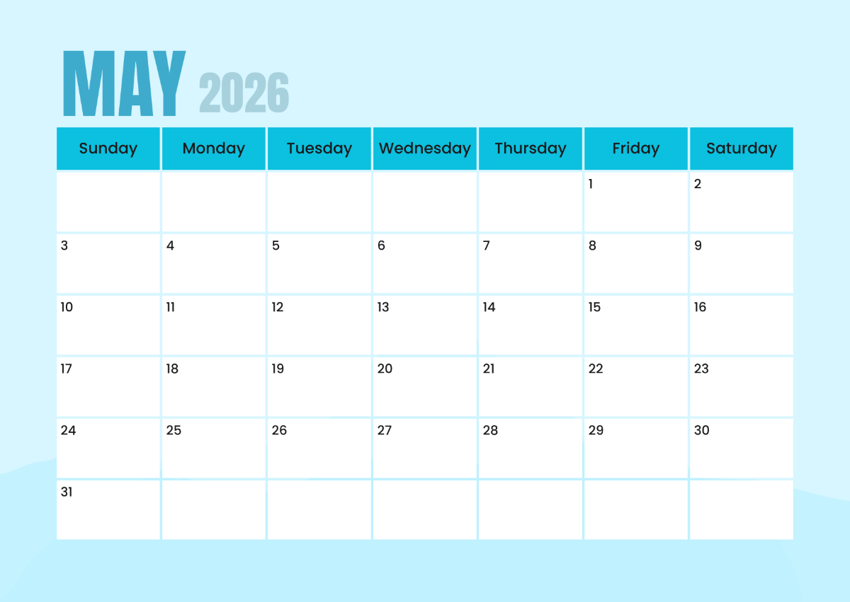 Free May 2026 Calendar Templates To Edit Online