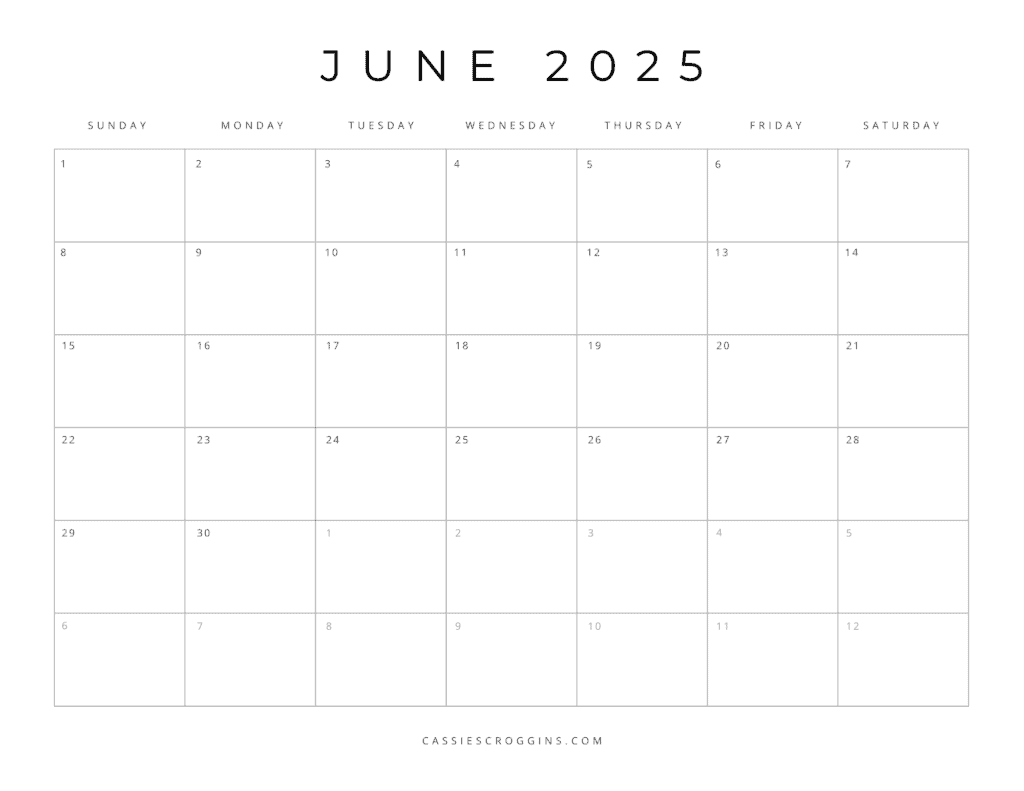 June 2025 Blank Calendar