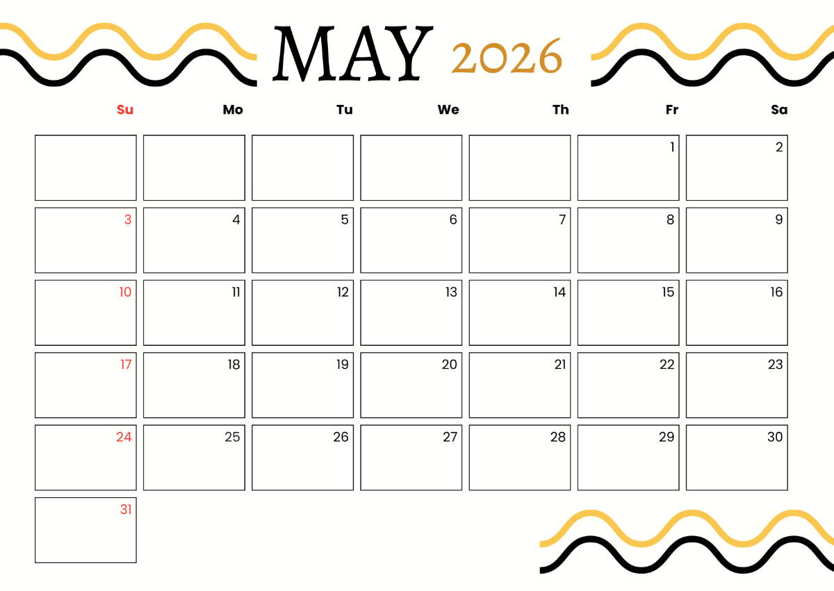 Free Simple May 2026 Lunar Calendar Template To Edit Online