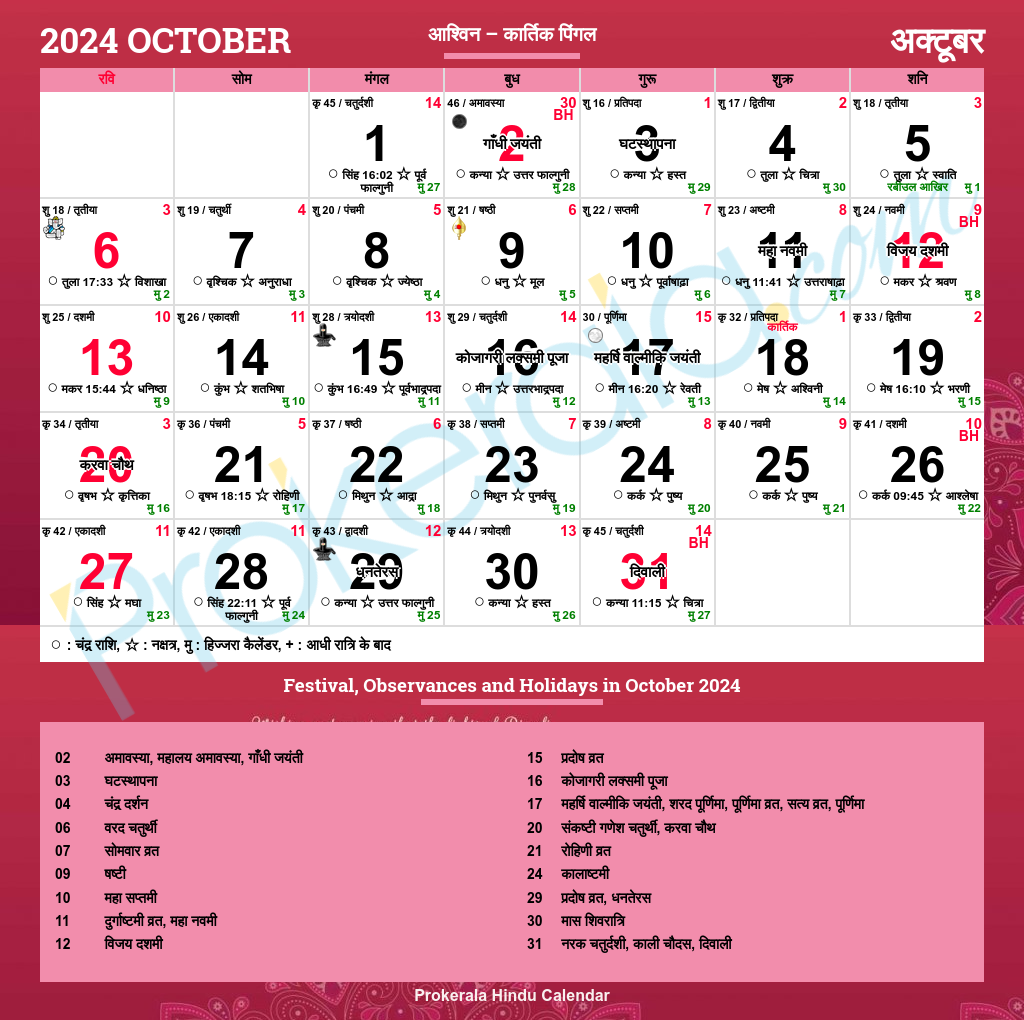 Hindu Calendar 2025 Festivals Auspicious Days Important Dates