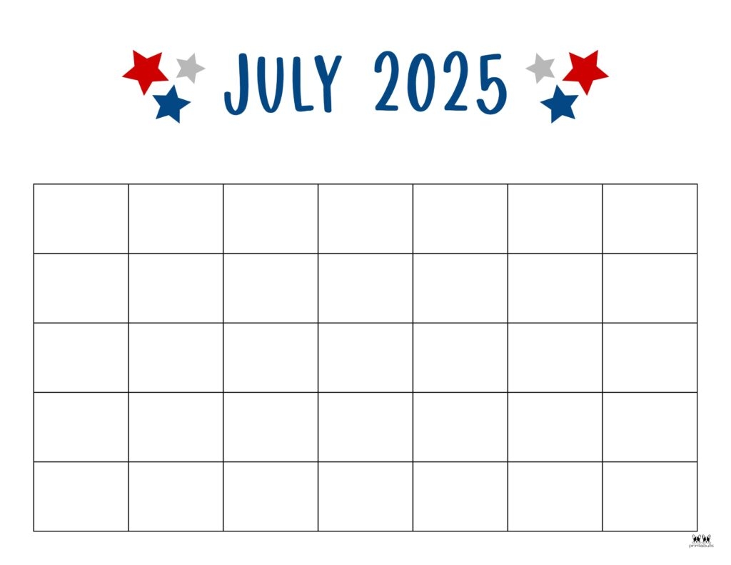 Fillable July 2025 Calendar