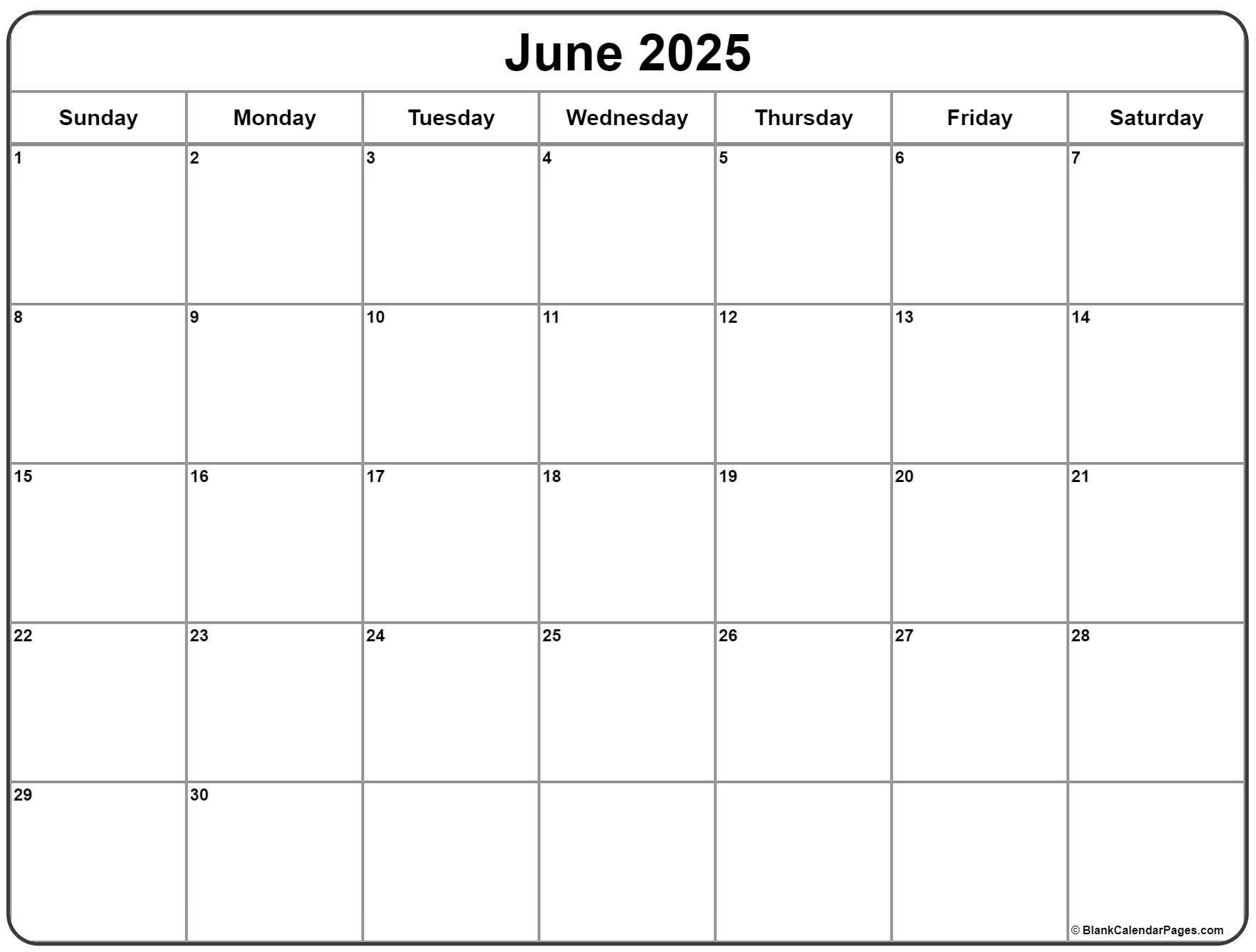 June 2025 Calendar Free Printable Calendars