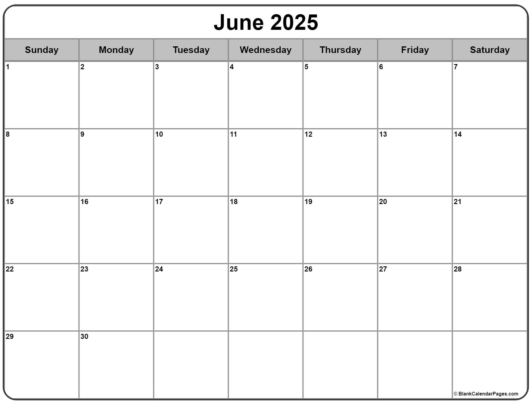 June 2025 Calendar Images