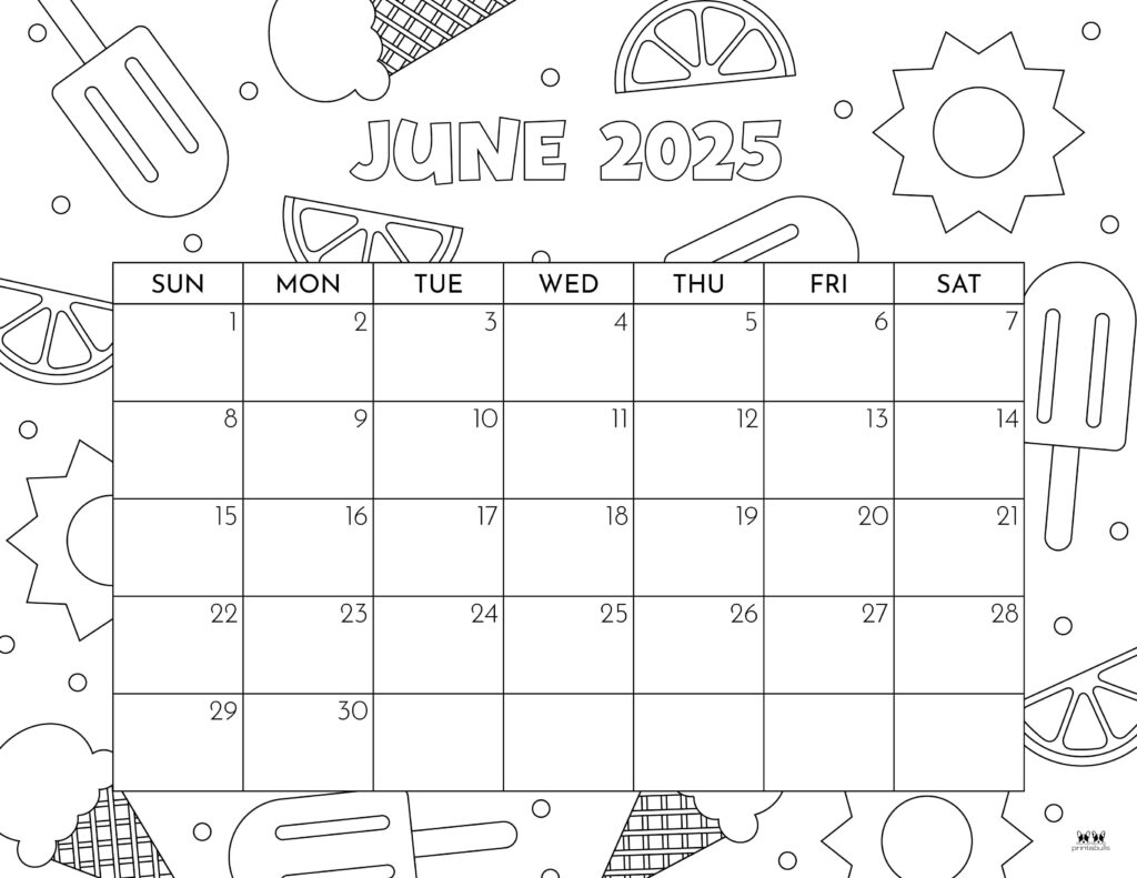 June Calendar 2025 Printable