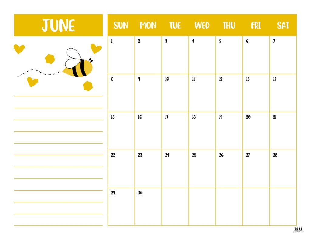 June 2025 Calendars 107 FREE Printables Printabulls