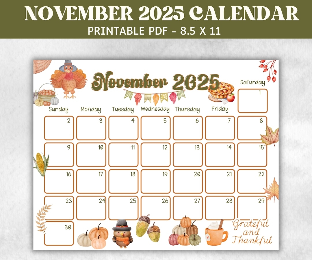 Calendar November 2025 Printable
