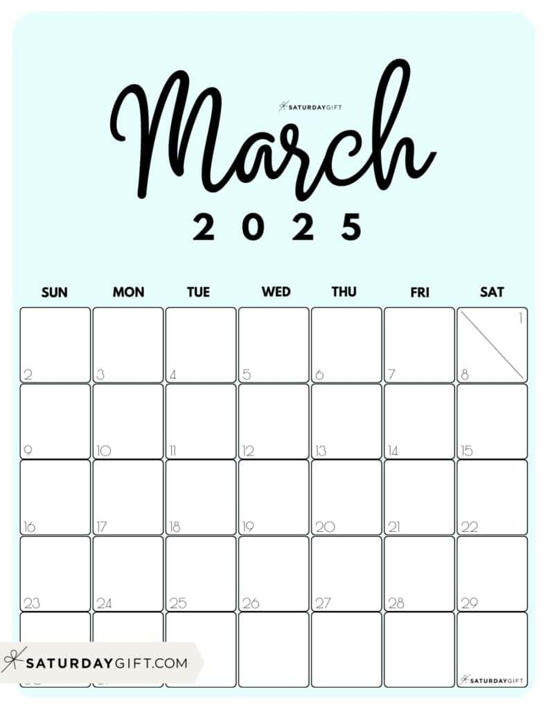 March 2025 Calendar 20 Cute FREE Printables SaturdayGift