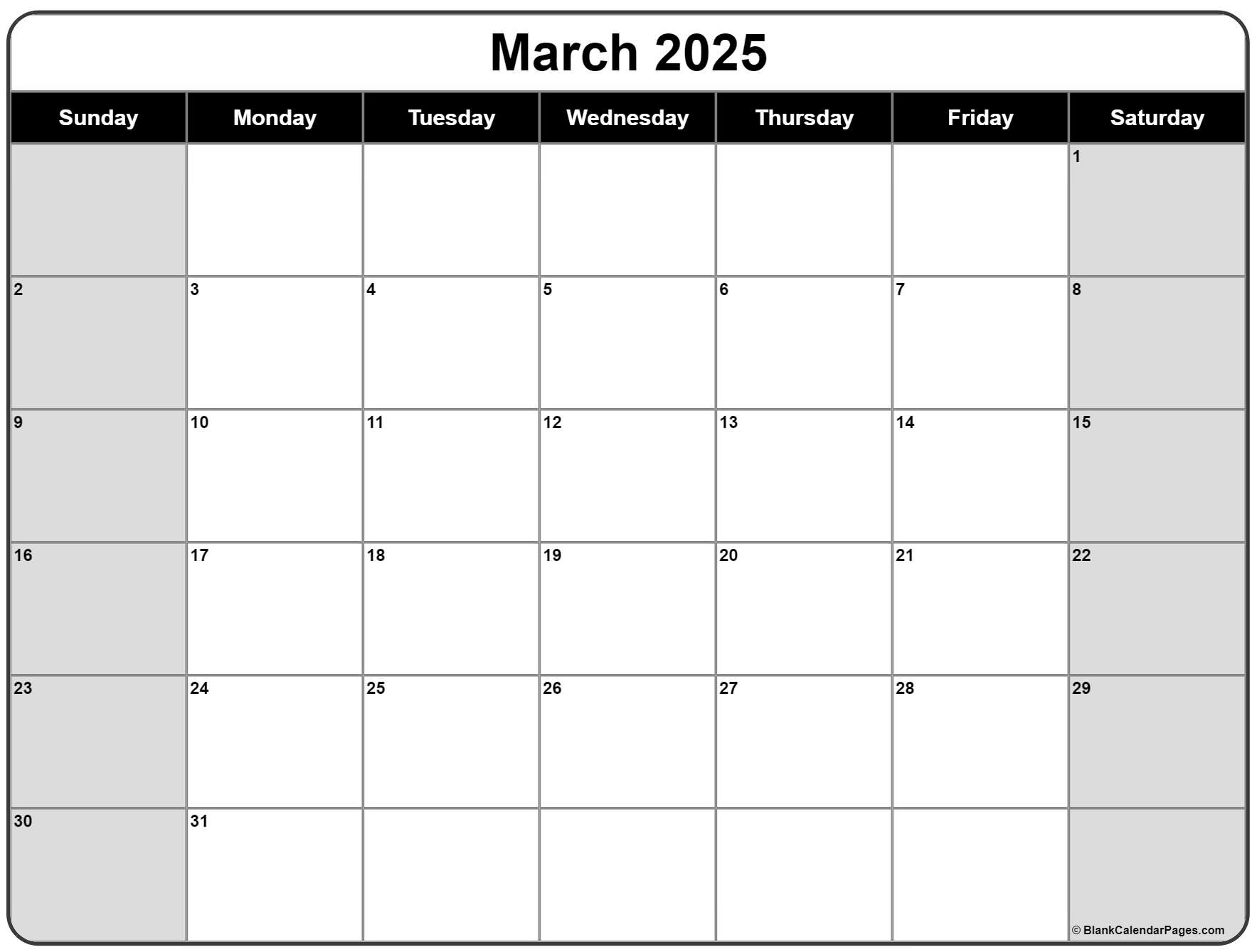 Calendar Mar 2025
