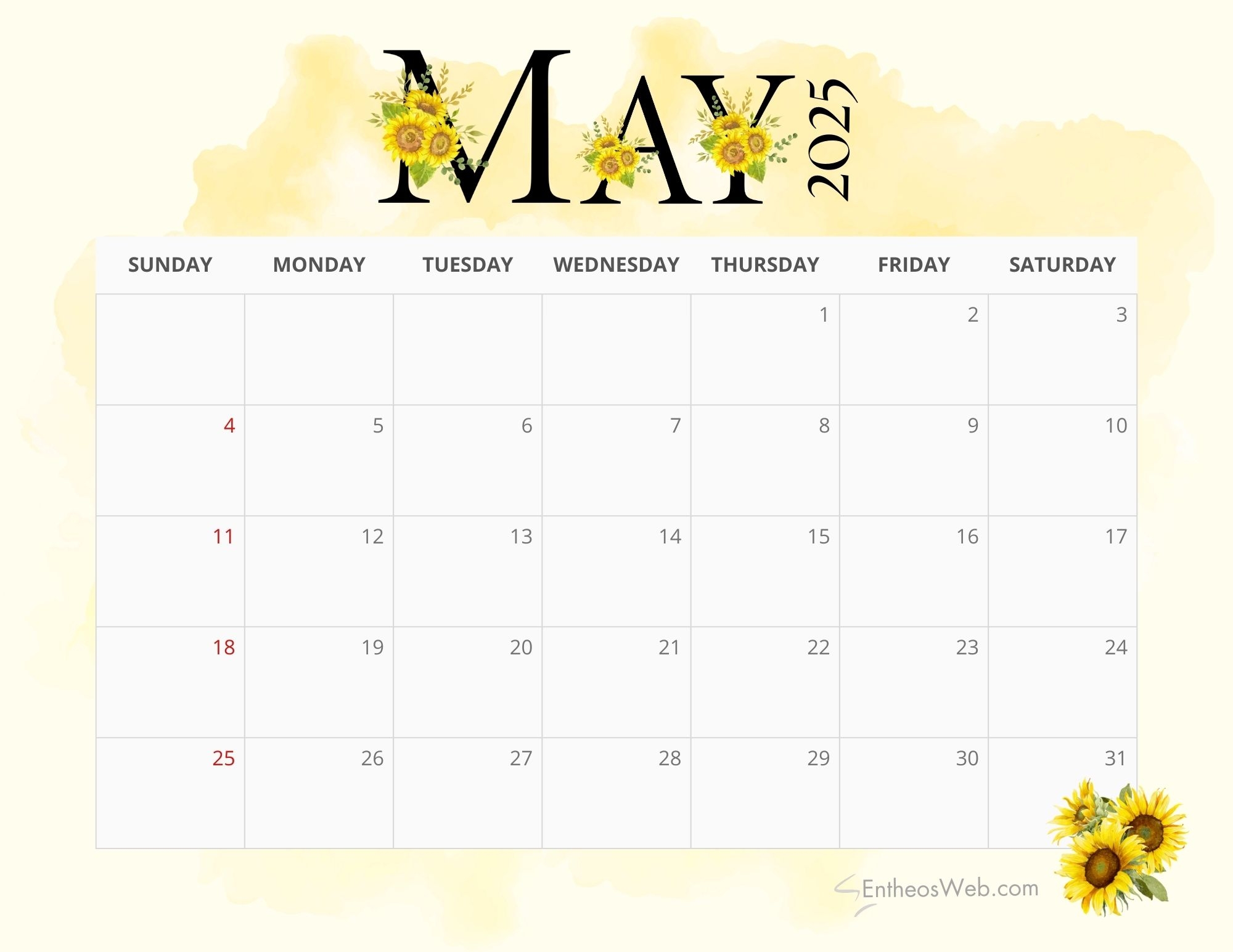 Free May 2025 Calendar