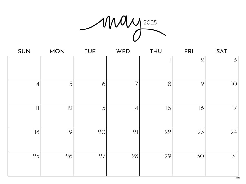 May 2025 Calendars 107 FREE Printables Printabulls