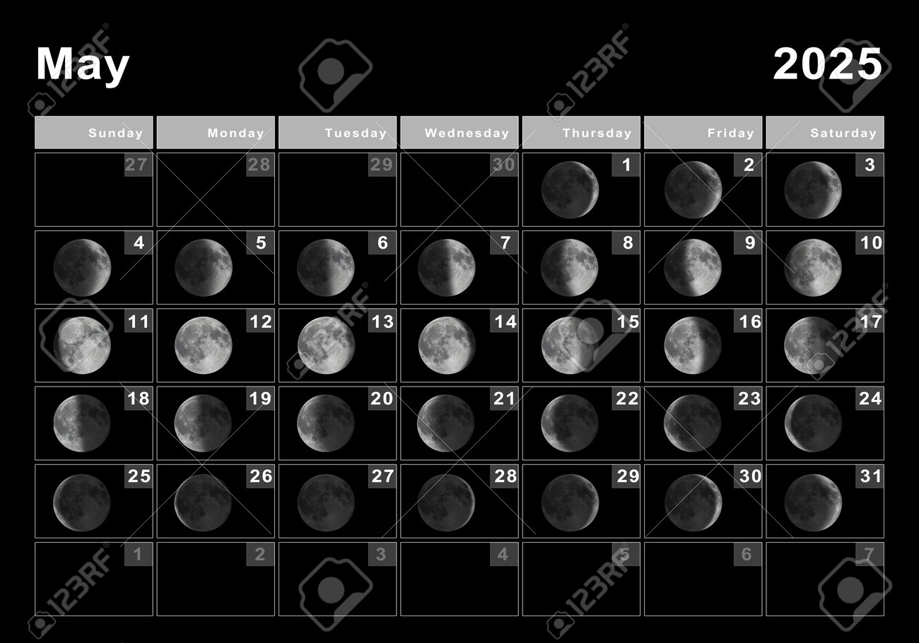 May 2025 Lunar Calendar Moon Cycles Moon Phases Stock Photo Picture And Royalty Free Image Image 192760077 